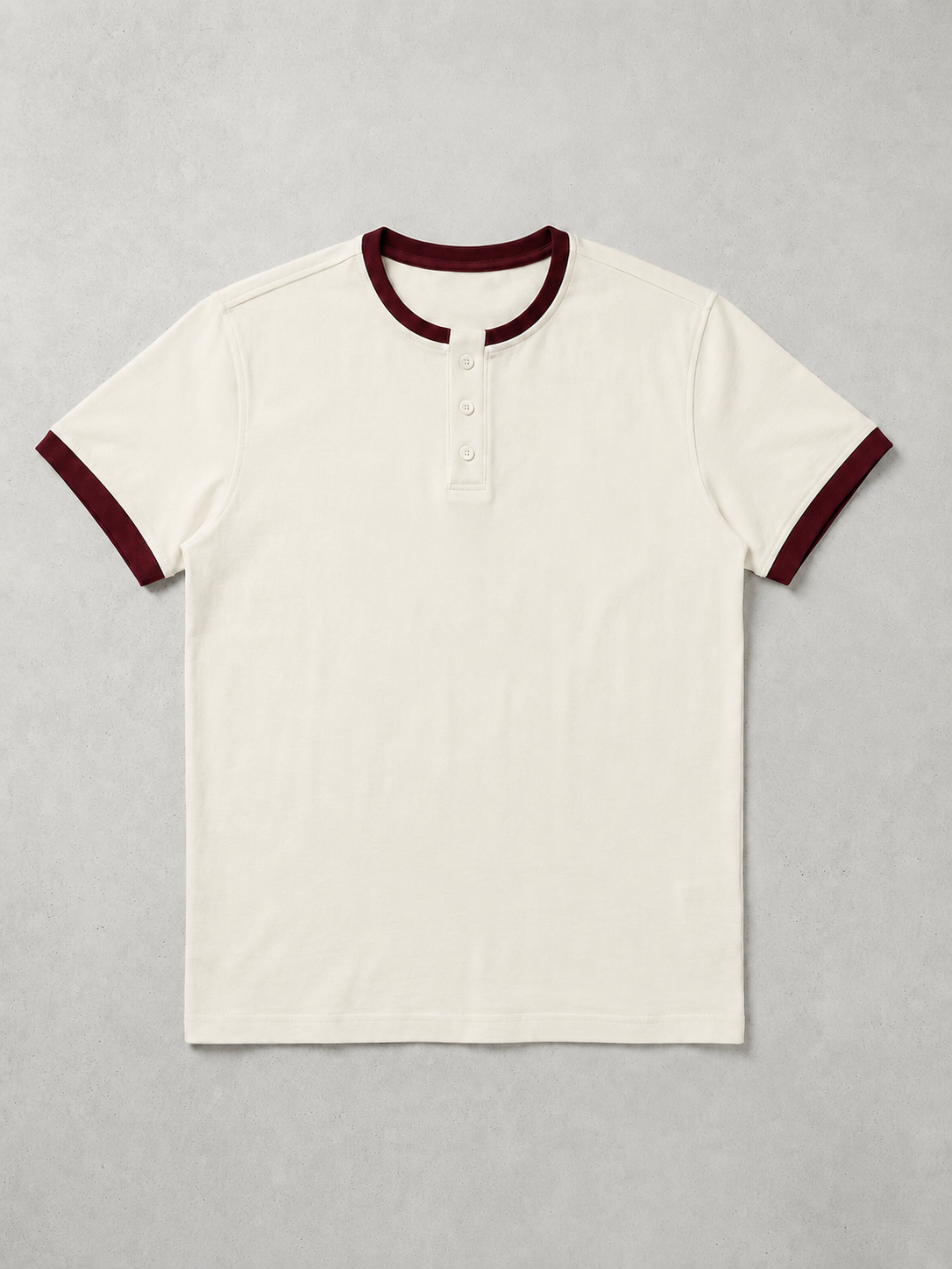VORIX Contrast Ringer Henley in White - Detail View