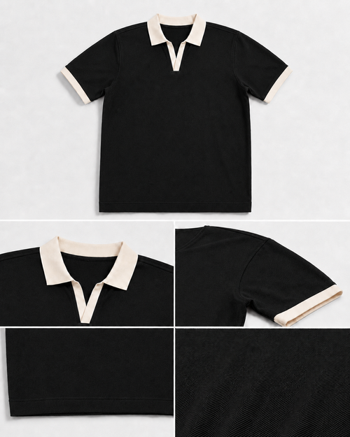 Black vorix ringer polo