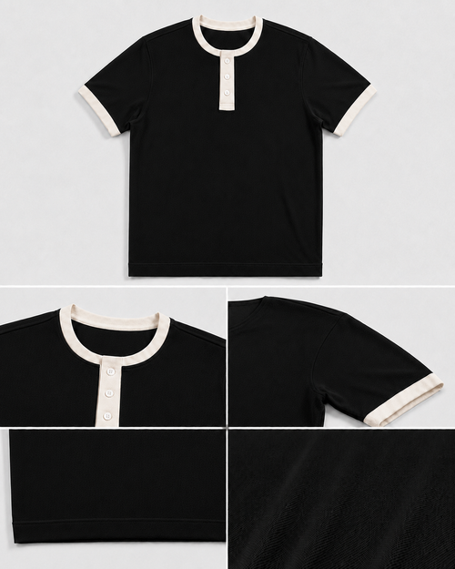 Black vorix ringer henley
